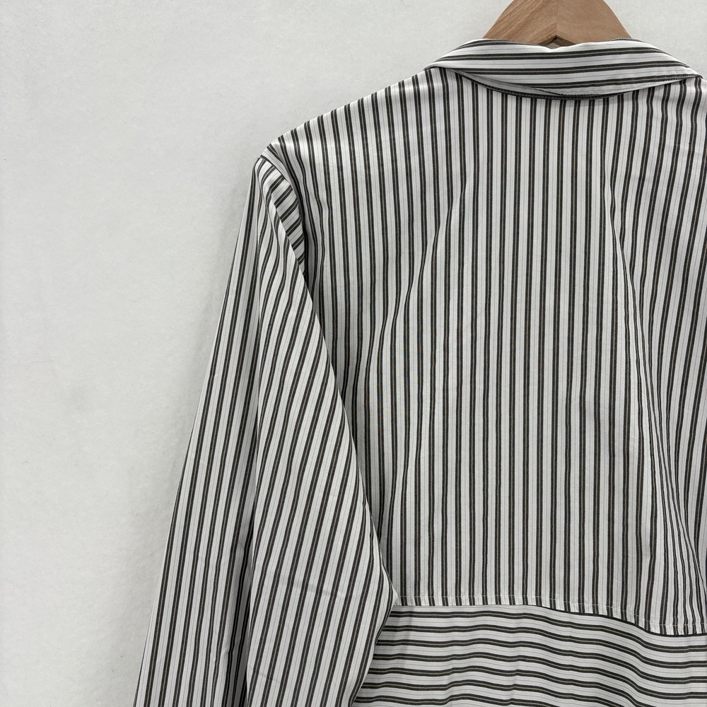J Jill Shirt Womens 2X Black White Stripe Button Front Tunic Stretch Nautical - Picture 11 of 13